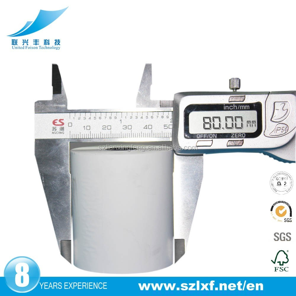 Papel térmico direto da posição do rolo da caixa registradora 80x80 sem BPA com núcleo de papel