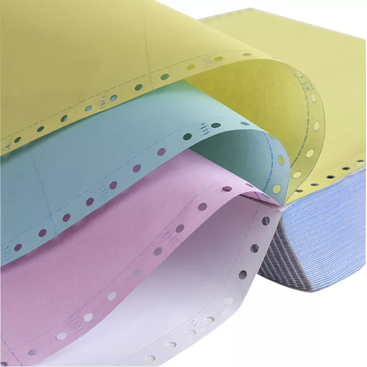 Impressão contínua de formulário de computador branco amarelo azul rosa papel NCR papel autocopiativo