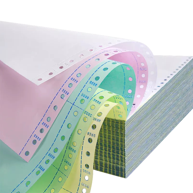 Impressão contínua de formulário de computador branco amarelo azul rosa papel NCR papel autocopiativo